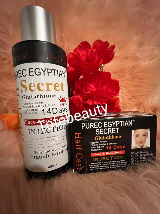 Purec Egyptian secret with glutathione face and body lotion and SOAP WITH SPF 20