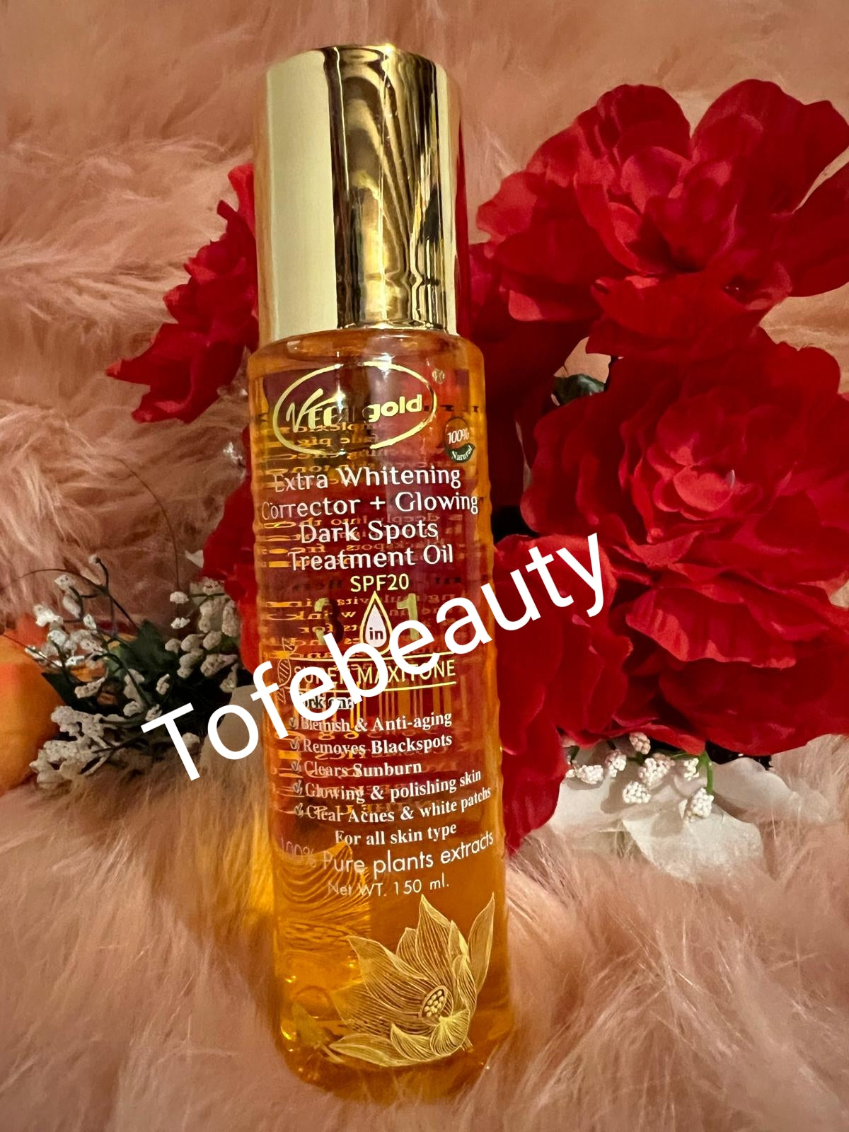 Veet gold maxitone corrector and glowing oil. With spf 20. 150ml x1