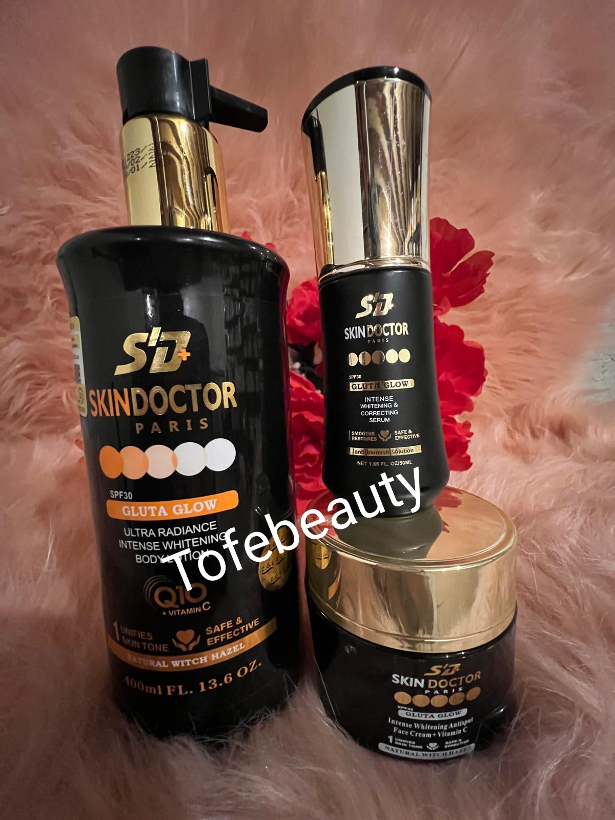 Skin doctor Paris Glutathione glow lotion , serum and face cream set. ultra radiance set