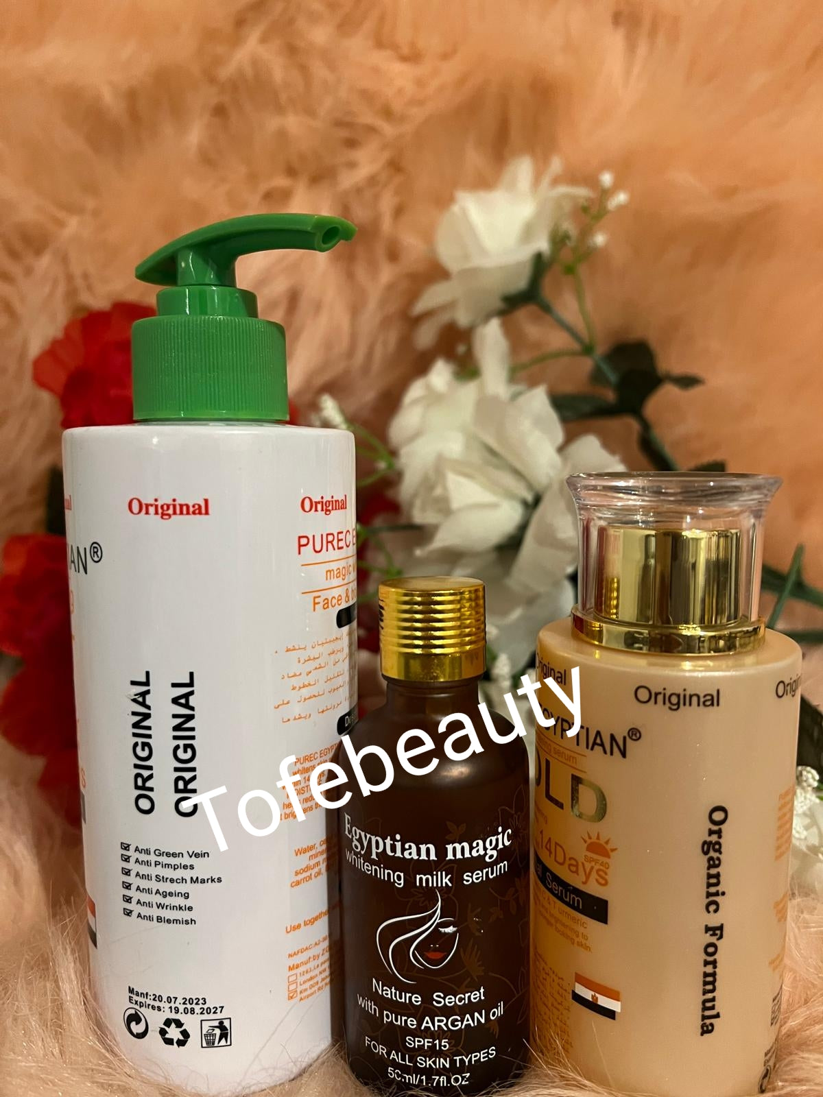 Original purec Egyptian carrot face & body lotion, magic serum and purec GOLD SERUM. 3PICS SET