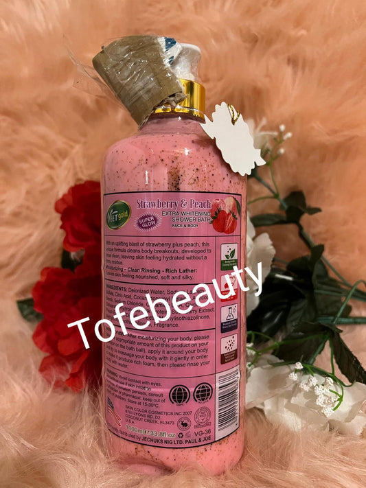 100% original veetgold strawberry & peach extra shower gel.1000ml, with SPF 25