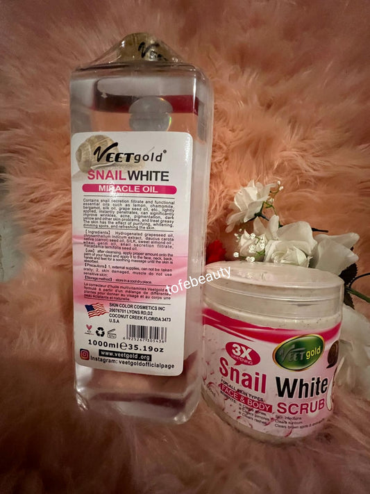 Veet gold snail body corrector and body scrub