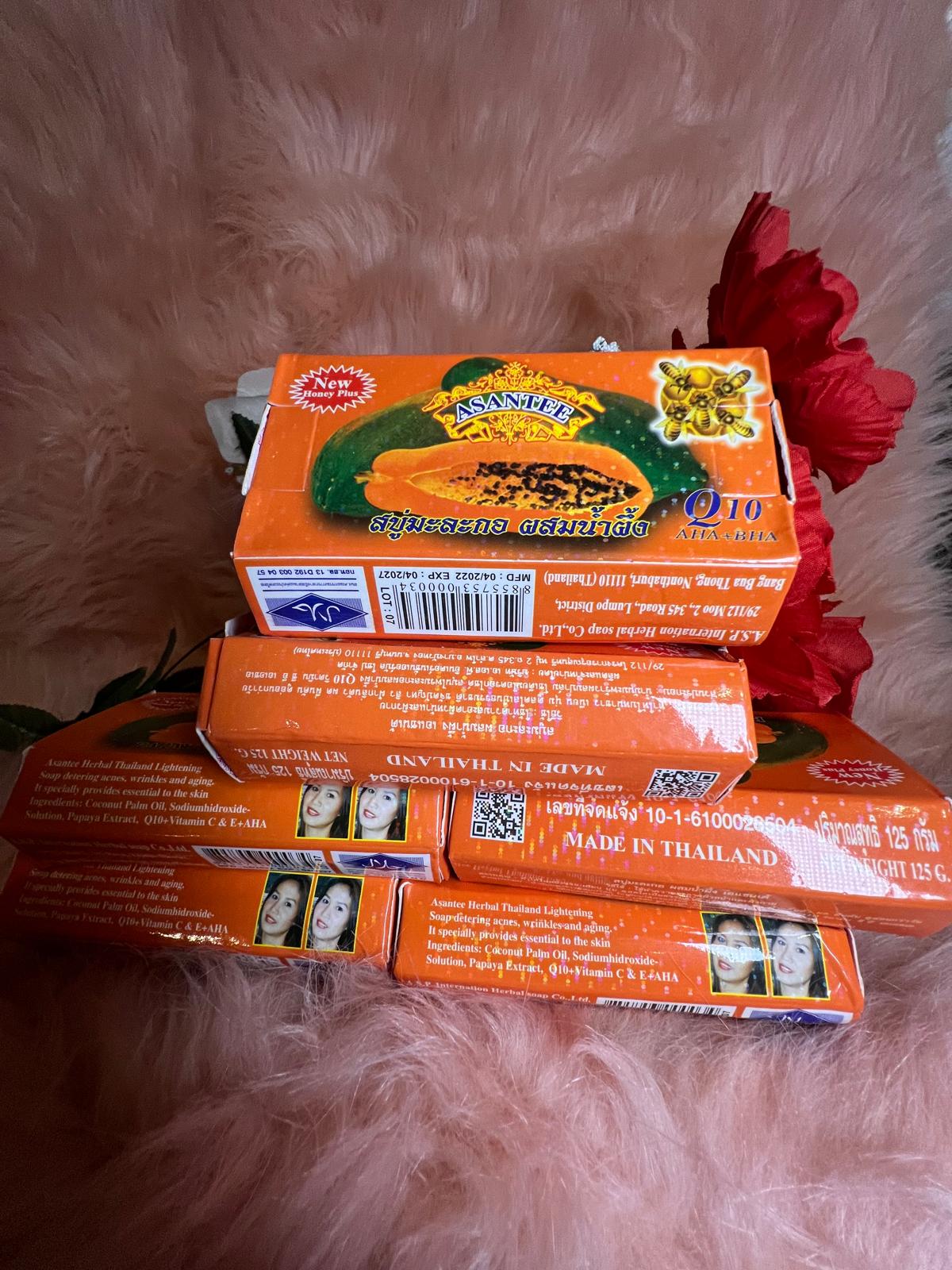 Asantee papaya honey face & body soap 125g x6