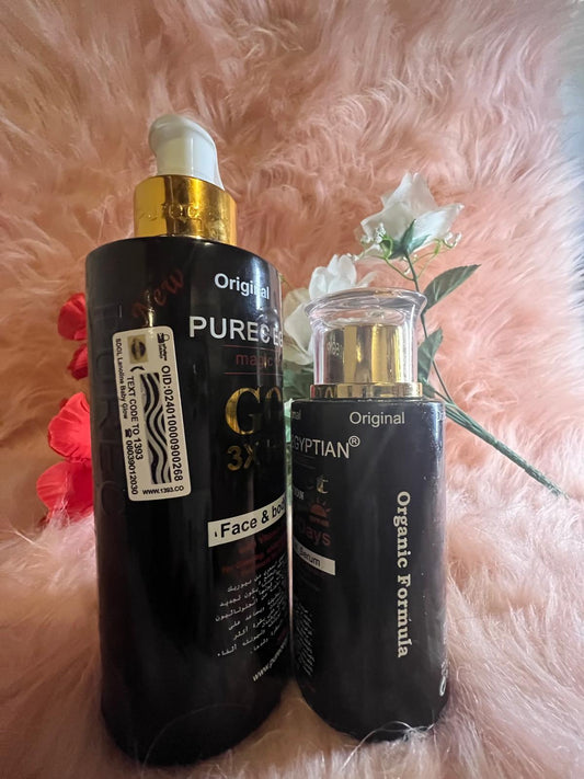 Purec Egyptian Gold 3x HC face and body lotion and serum SPF 40