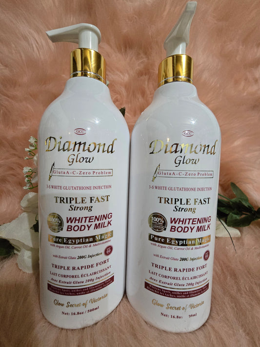AUTHENTIC Gcc DIAMOND GLOW BODY MILK. 3riple FAST whitening Lotion 500ml X 1
