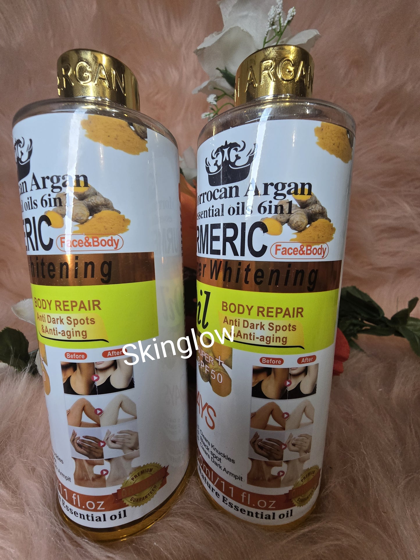Morrocan Argan Essential Oils 6 In 1 Turmeric Super Whitening Oil 300ml Spf 50+
