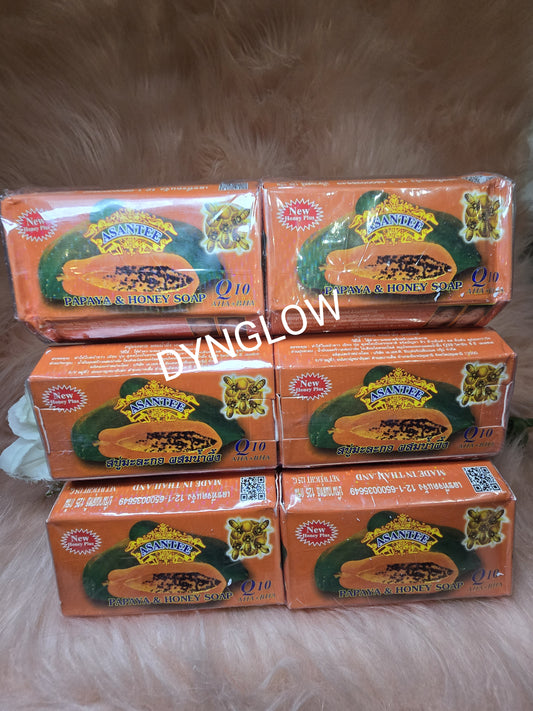 Asantee papaya honey face & body soap 125g x6