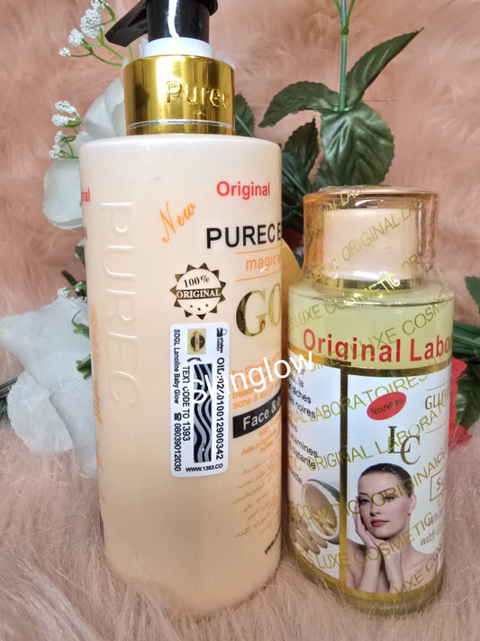 ORIGINAL Purec Egyptian Magic lotion 300ml + glutathione comprime serum x1