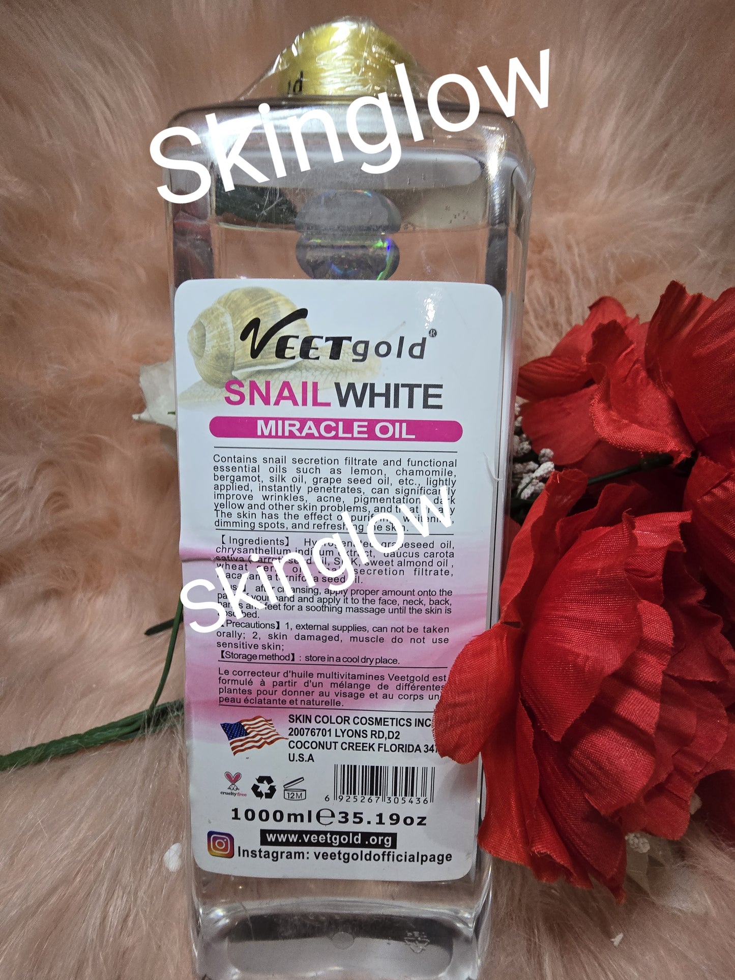 Veet Gold Snail White Body Corrector and Glowing Oil 1000ml Spf 15