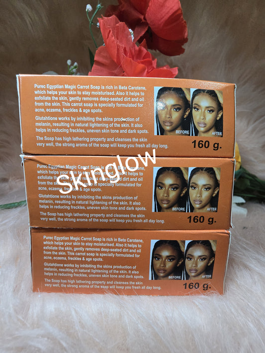 X 2 AUTHENTIC Purec egyptian magic whitening carrot face and body soap. X 2