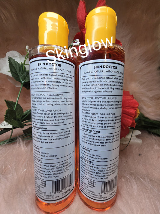 SKIN DOCTOR FACIAL TONER WITH PAPAYA & NATURAL WITCH HAZEL 200ml.