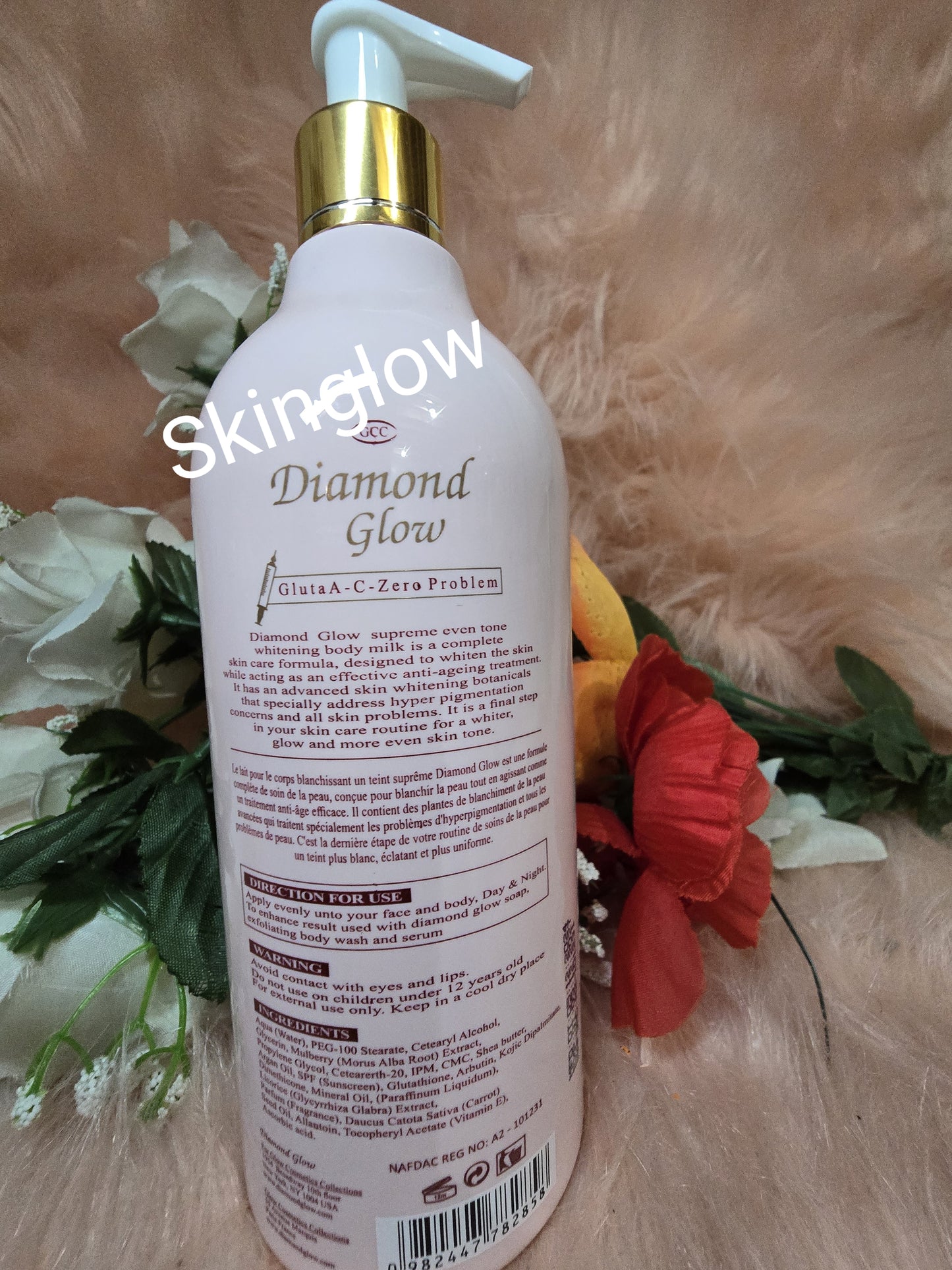 GCC DIAMOND GLOW WHITENING BODY MILK WITH Argan & Carrot Oil + VIT A,K,E 500mlx1