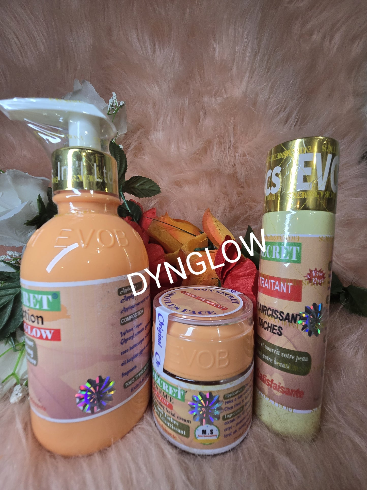 SET OF 3.Original mon secret face & body super lightening lotion, serum & face cream.