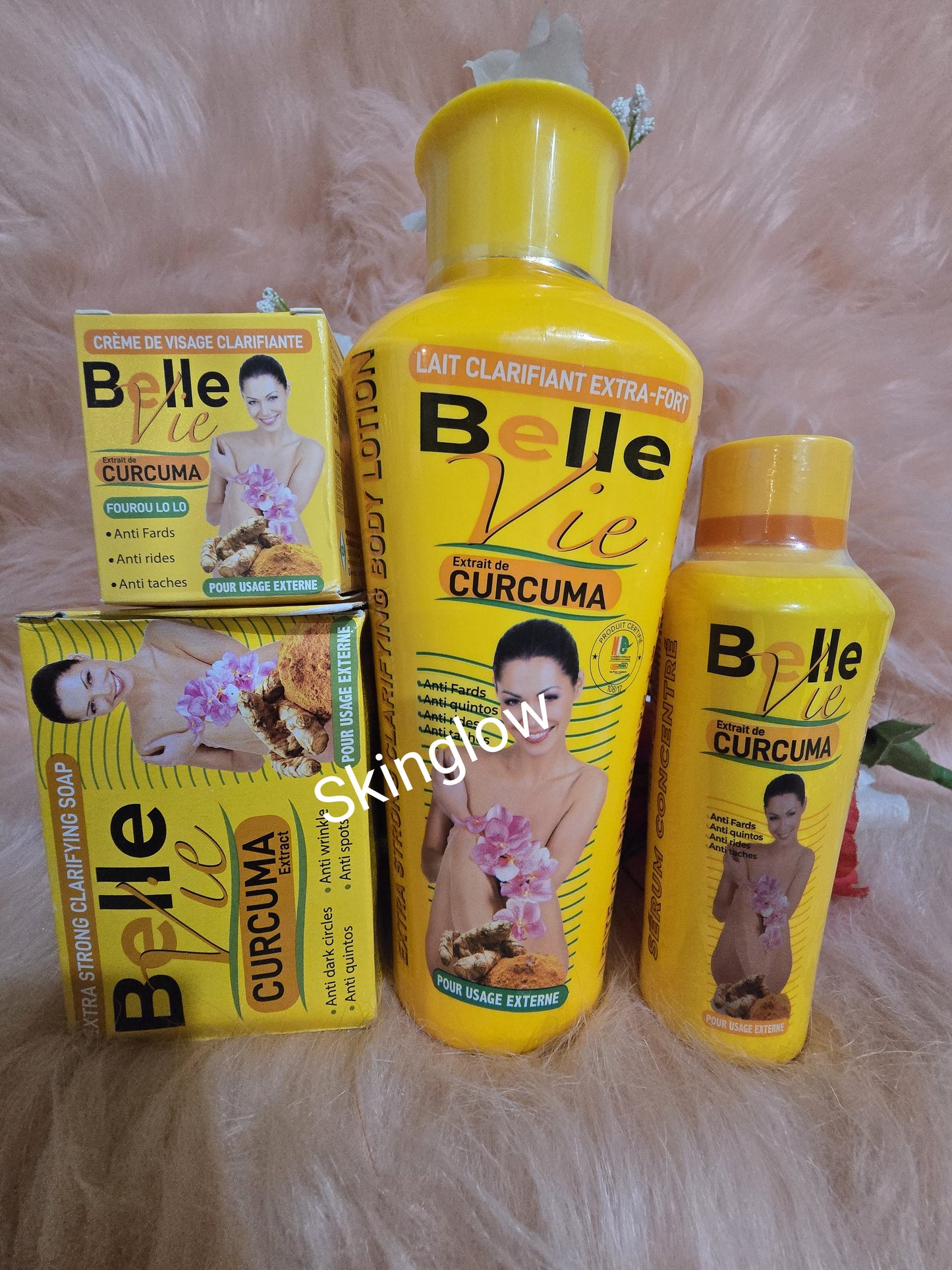 4 pcs Belle Vie Curcuma Extracts Body Lotion, Serum & Face Cream. Soap. π― Authentic