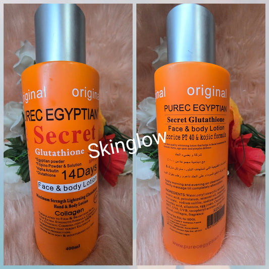 Original purec Egyptian secret Glutathion face & body lotion 400ml x1. With spf 30