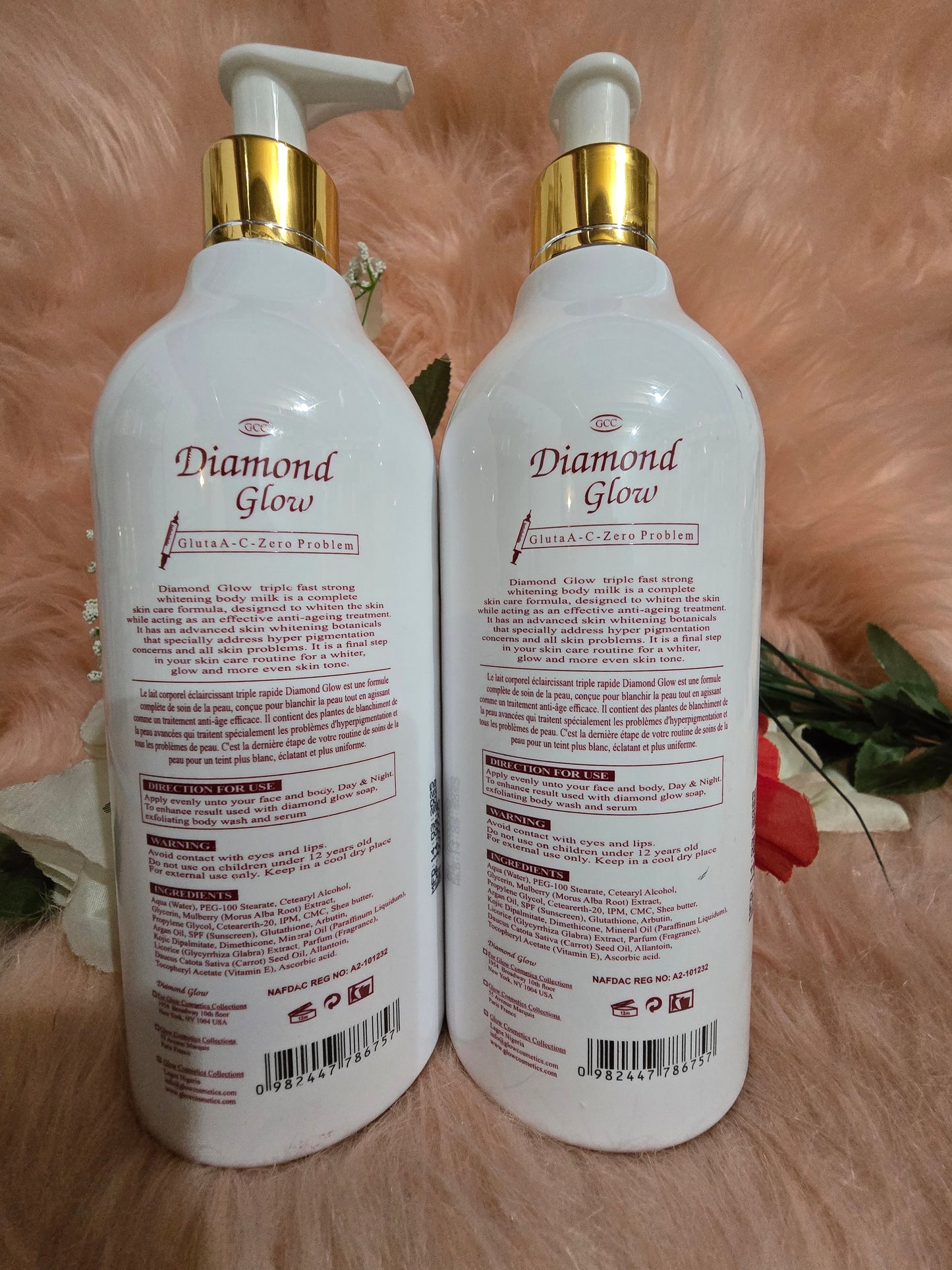 AUTHENTIC Gcc DIAMOND GLOW BODY MILK. 3riple FAST whitening Lotion 500ml X 1