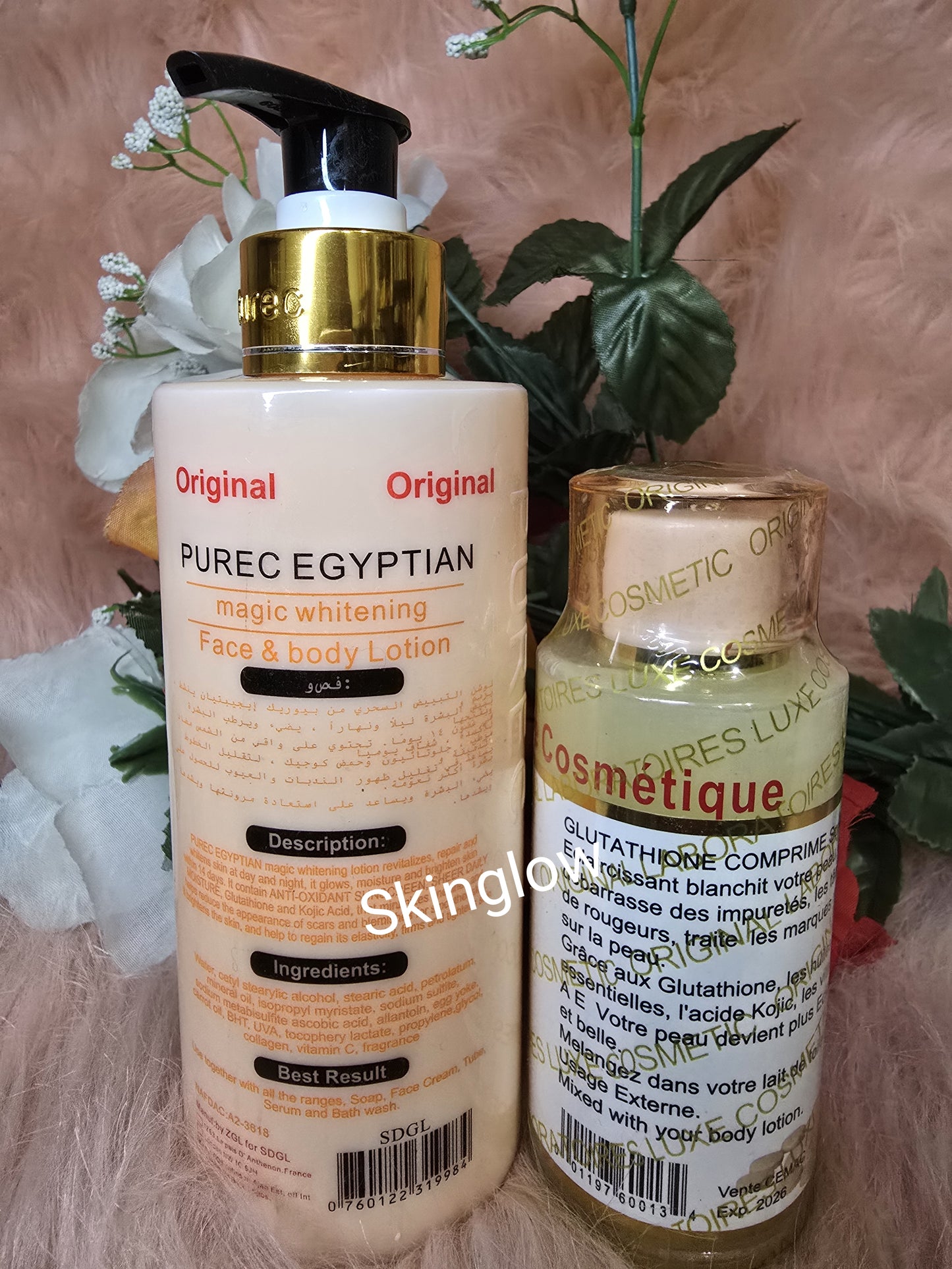 ORIGINAL Purec Egyptian Magic lotion 300ml + glutathione comprime serum x1