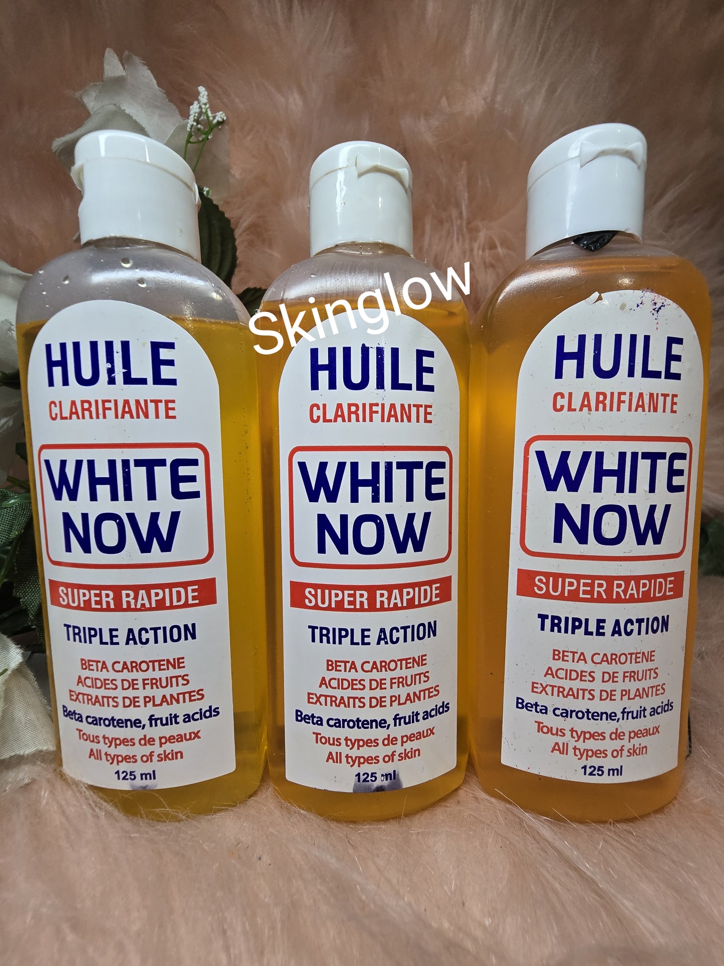💯 Original X 3 Huile Eclaircissante white now oil. 125ml x3