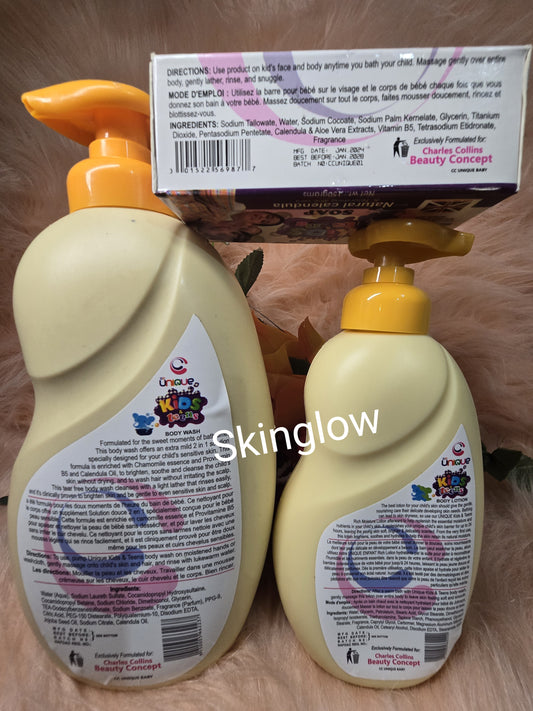 3pcs Unique kids & teens moisturizing & glowing body lotion, shower gel & body soap.