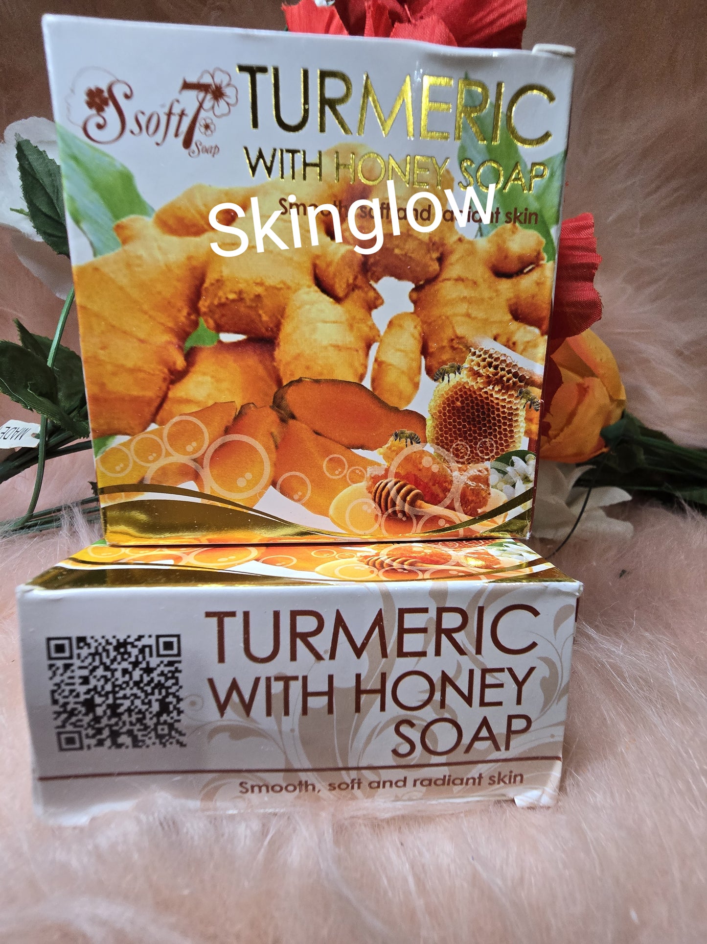 X 2 Authentic Soft7 by K.Brothers Turmeric with Honey Skin Care Natural Herbal Soap 120g x2