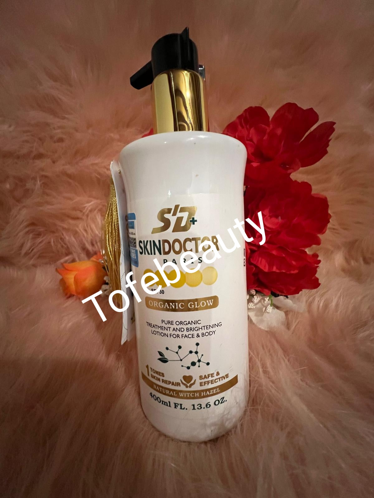 Original skin doctor, organic glow treatment & brightening face & body lotion x1 400ml