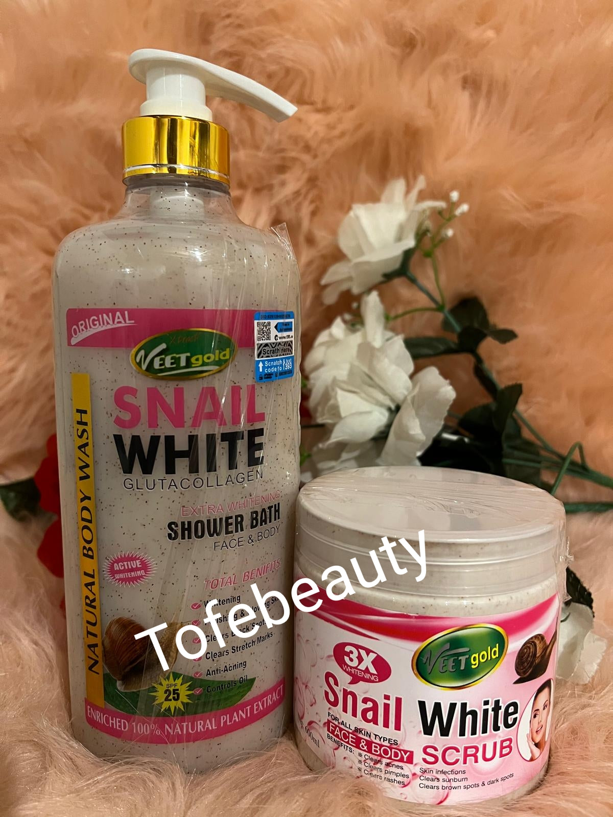veetgold snail white gluta collagen face body shower gel 1000ml and veetgold  snail white face & body scrub