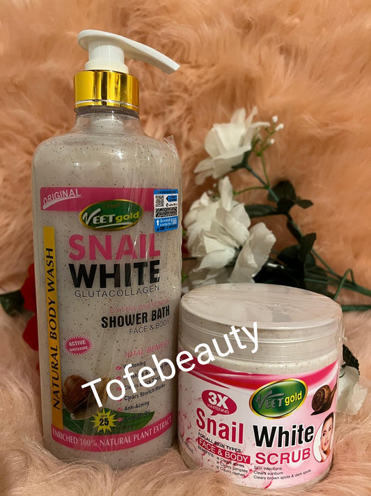veetgold snail white gluta collagen face body shower gel 1000ml and veetgold  snail white face & body scrub