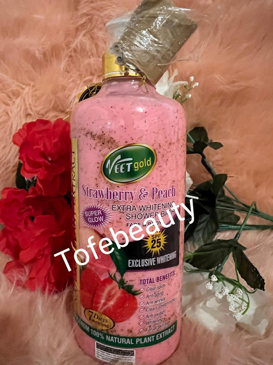 100% original veetgold strawberry & peach extra  shower gel.1000ml, with SPF 25