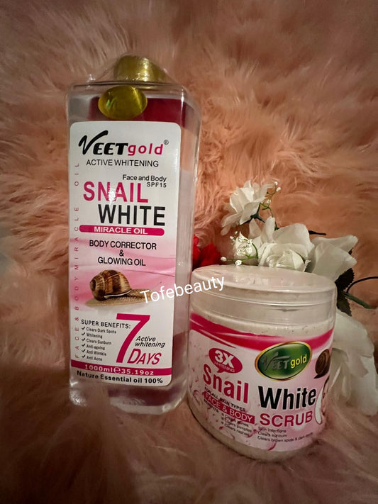 Veet gold snail body corrector and body scrub