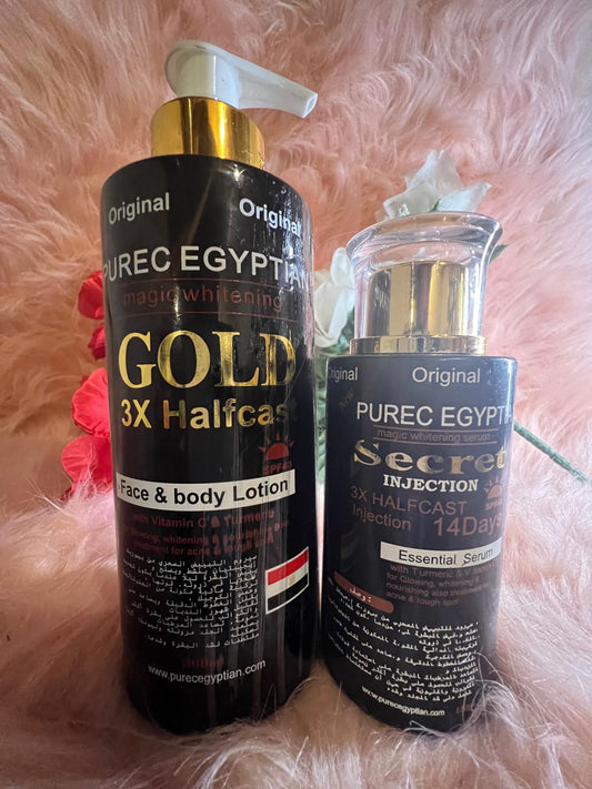 Purec Egyptian Gold 3x HC face and body lotion and serum SPF 40
