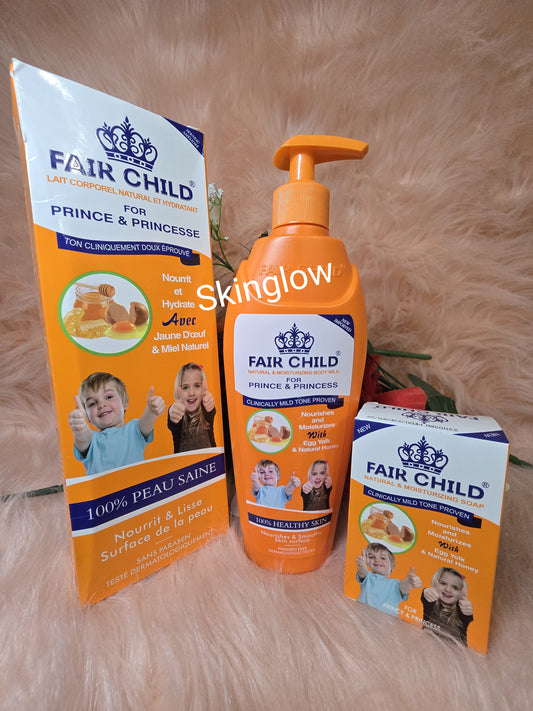 Fair child natural skin tone with EGG YOLK & HONEY body lotion and soap for kids + teens. x1