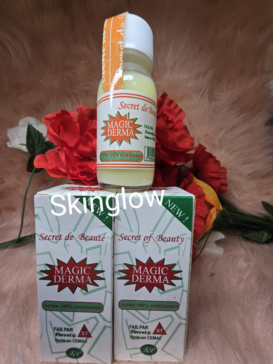 Magic Derma, is efficient in fighting skin irritations; black spots, acnes, pimples, wrinkles etc, while pricing a bright and smooth skin color. It can be added to cream or use alone. It clears rashes on the skin.