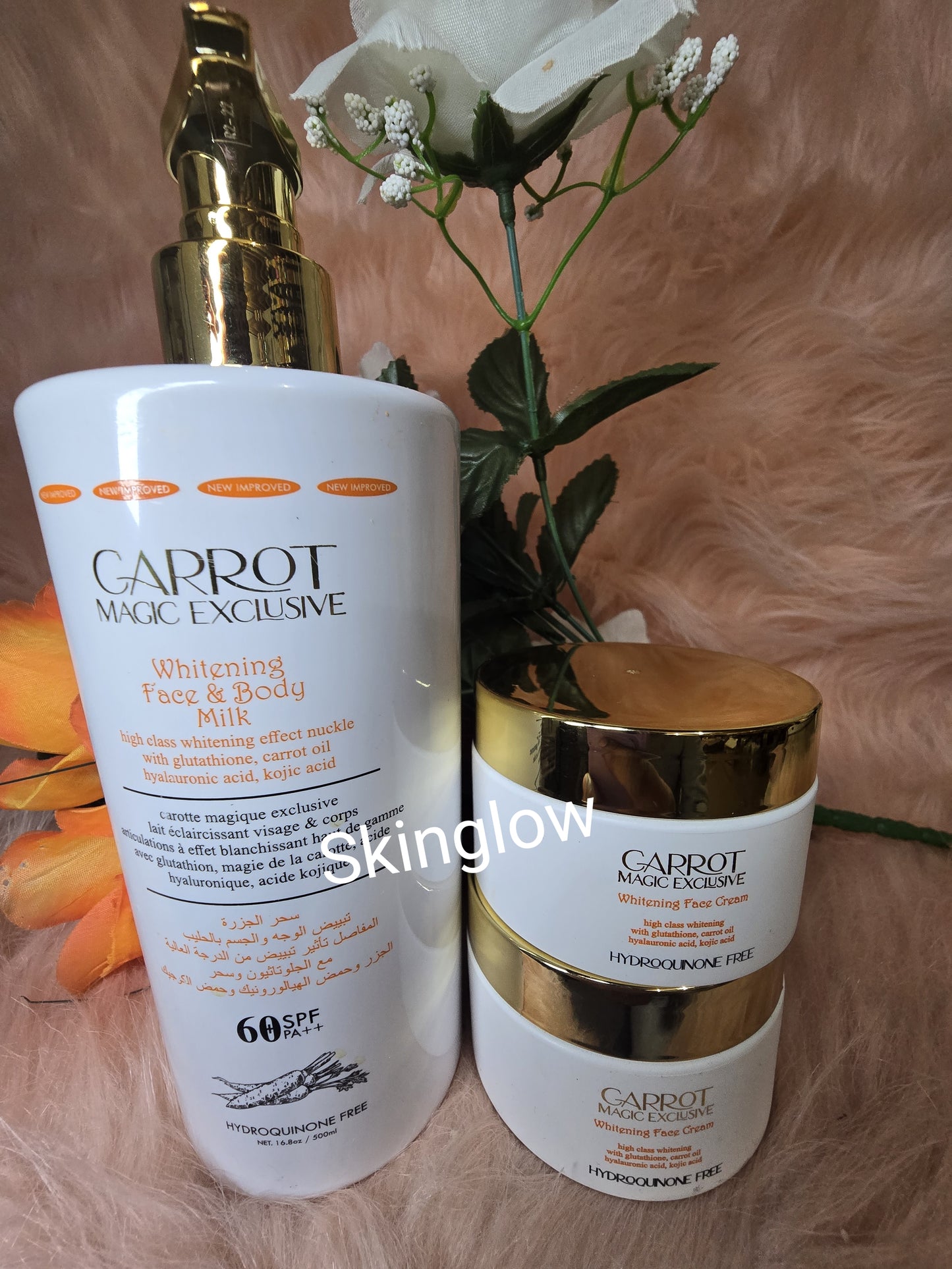 💯 Authentic Carrot Magic Exclusive Whitening Face & Body Milk Lotion & Face Cream X 2 . 60SPF.