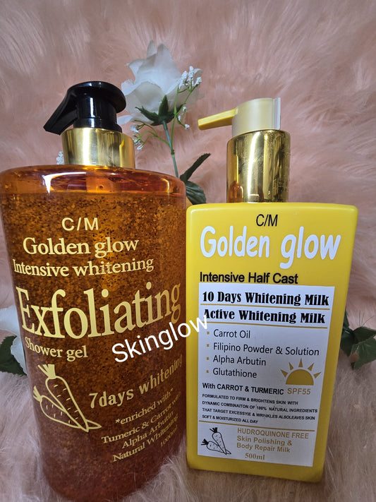 Golden glow body milk 500ml and Golden glow exfoliating shower gel 1000ml