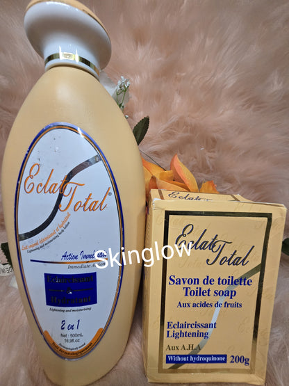 💯  Authentic Eclat total light and moisturizing body lotion + soap combo.