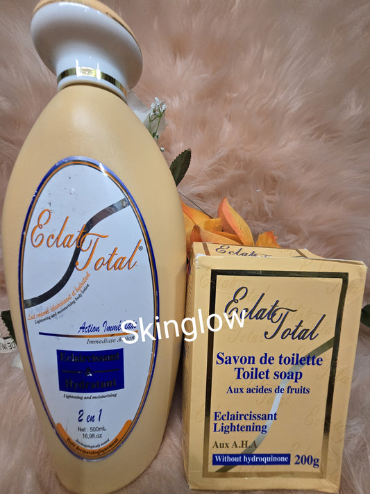 💯  Authentic Eclat total light and moisturizing body lotion + soap combo.