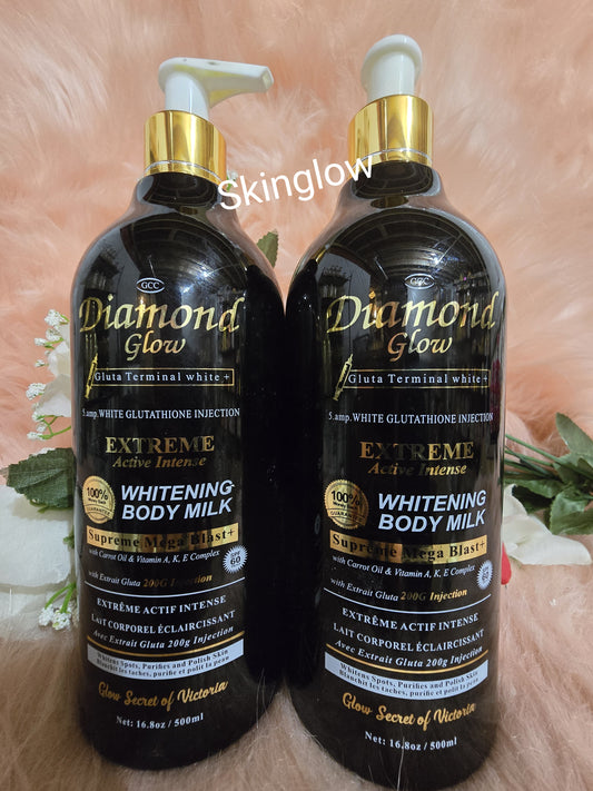 💯  GCC DIAMOND GLOW WHITENING BODY MILK WITH  Carrot Oil + VIT A,K,E 500mlx1