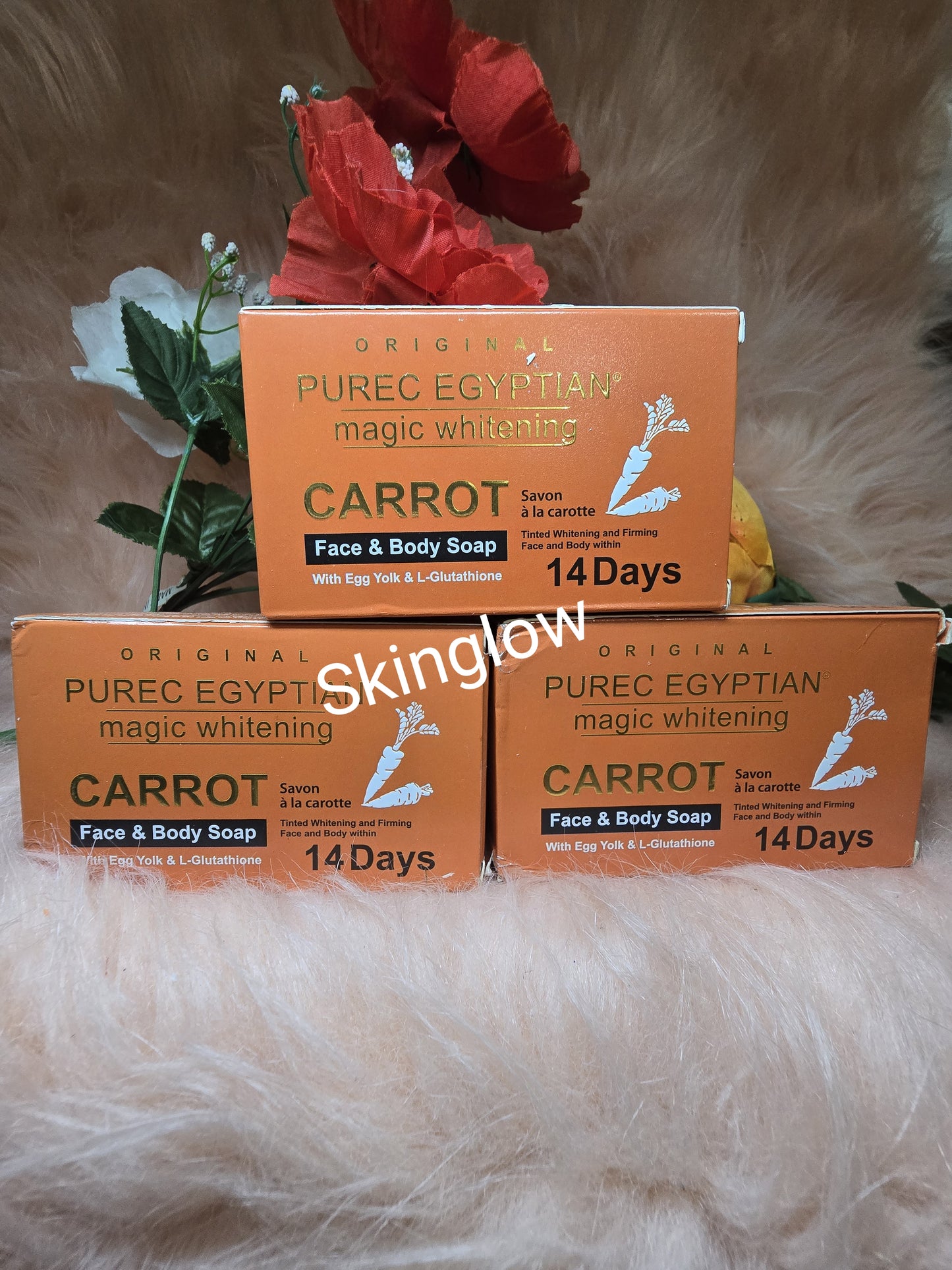 X 2 AUTHENTIC Purec egyptian magic whitening carrot face and body soap. X 2