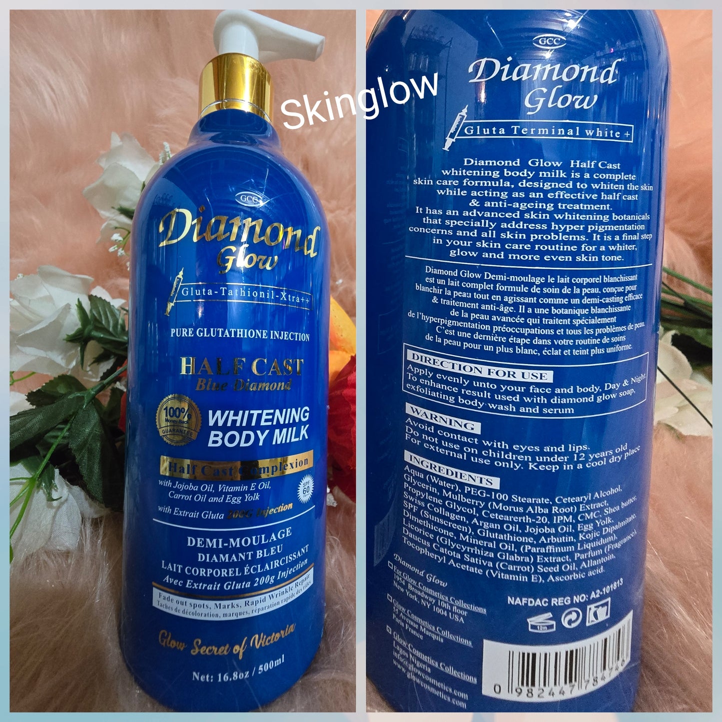 GCC DIAMOND GLOW WHITENING BODY MILK WITH  Carrot Oil + Egg.yolk 500mlx1