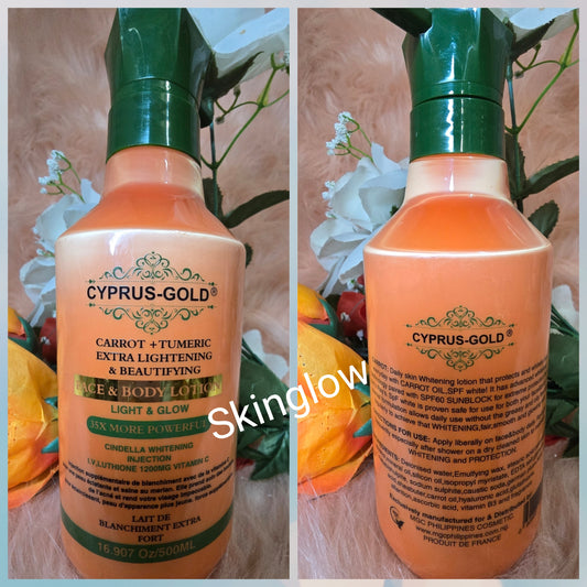 💯 Authentic Cyprus-Gold Turmeric Body Lotion. Light & Glow Beautifying Milk 500ml X 1