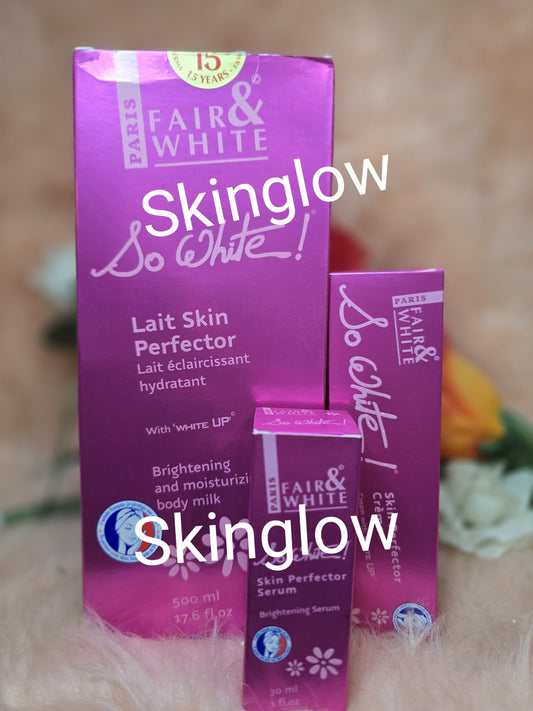 FAIR & WHITE So White, Daily Moisturizing Body Lotion 500ml, Serum & tube cream.