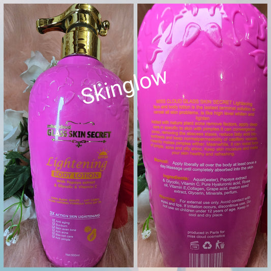 Miss Cloud Glass Skin Secret 3x Action Skin Lightening Body Lotion. Spf30 X
