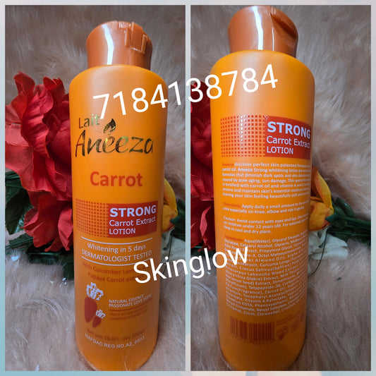 Aneeza strong carrot extract whitening lotion.5days action .dermatologist tested