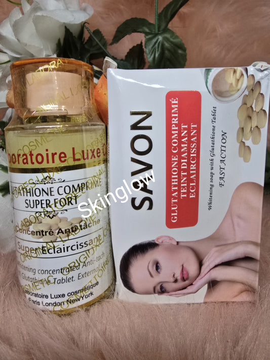 Glutathione Comprime whitening serum 100ml x 1. Mix into your lotion & Glutathion Comprime soap.