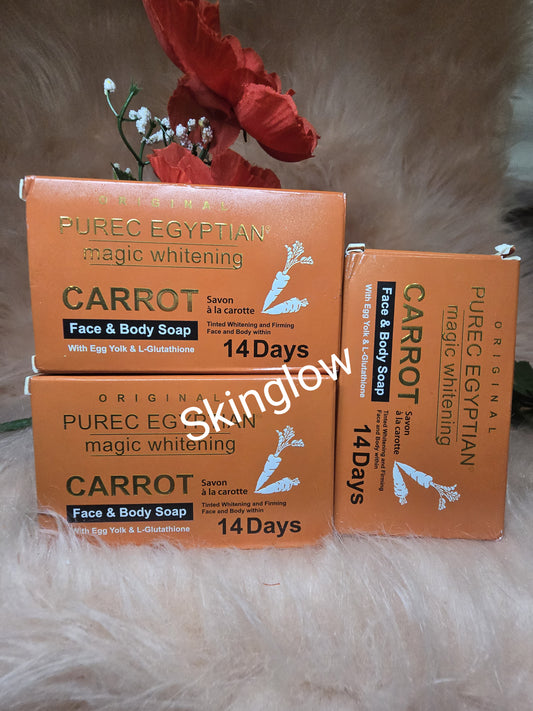X 2 AUTHENTIC Purec egyptian magic whitening carrot face and body soap. X 2