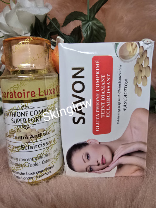 Glutathione Comprime whitening serum 100ml x 1. Mix into your lotion & Glutathion Comprime soap.