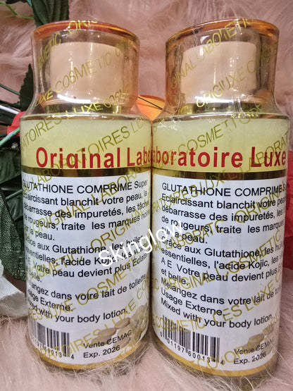 Authentic Glutathione Comprime whitening serum 100ml x 1. Mix into your lotion.