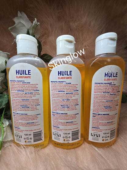 💯 Original  X 3 Huile Eclaircissante white now oil. 125ml x3