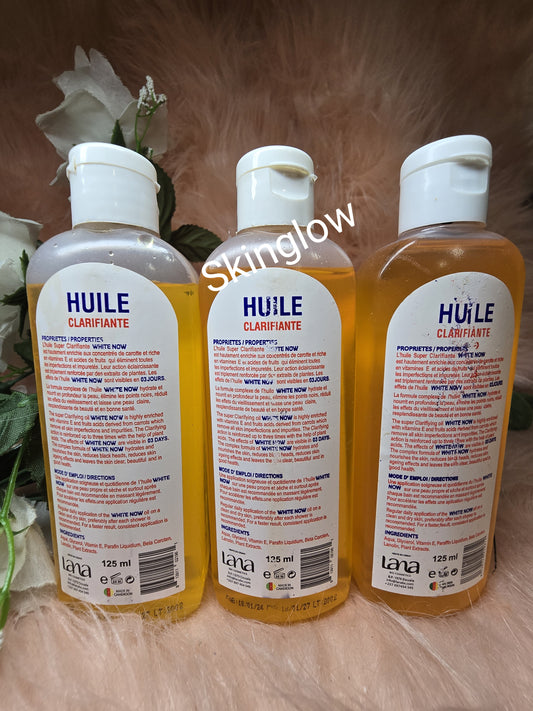💯 Original  X 3 Huile Eclaircissante white now oil. 125ml x3