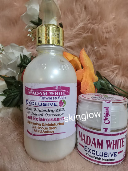 Authentic  madam white exclusive face & body lotion & flawless face cream. 60g X 2